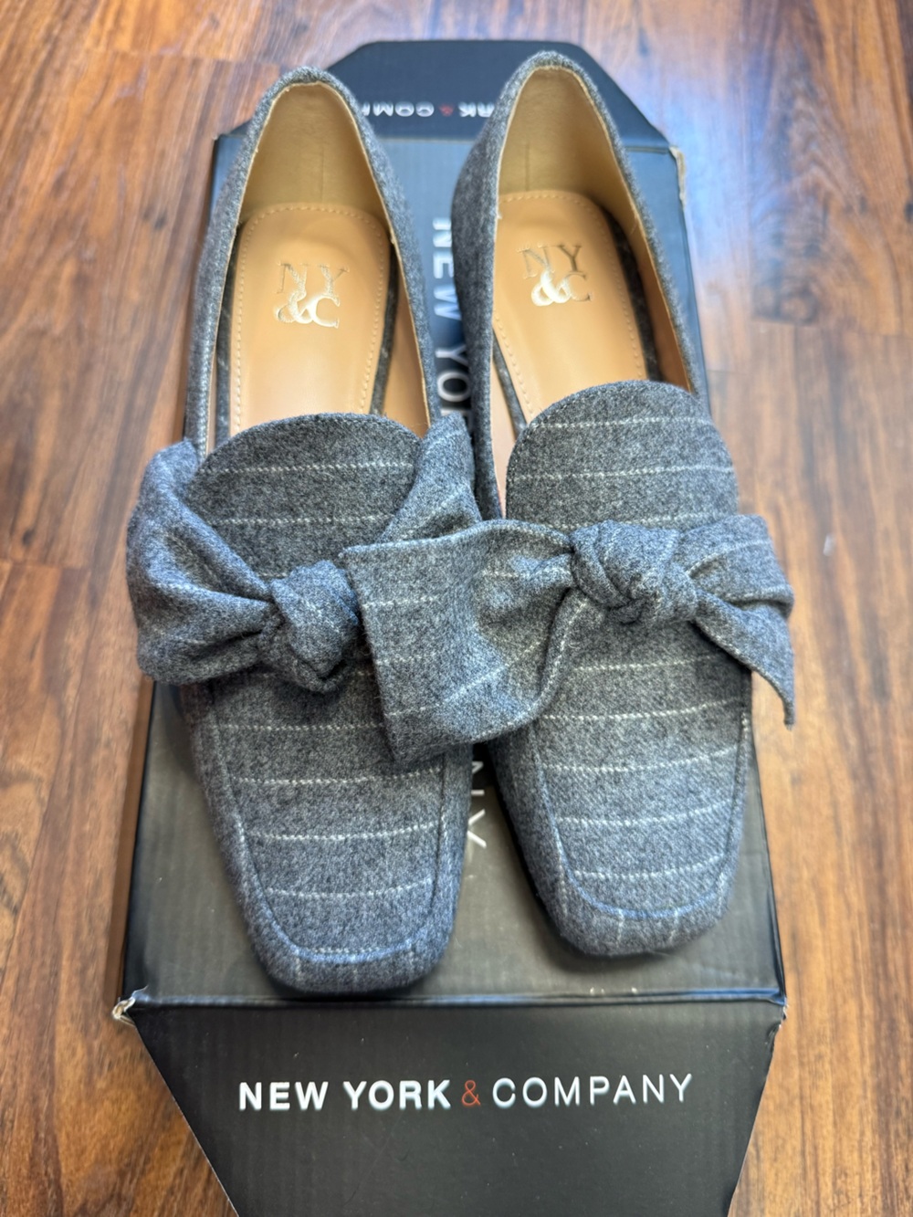 New York & Company Gray Bow Loafers